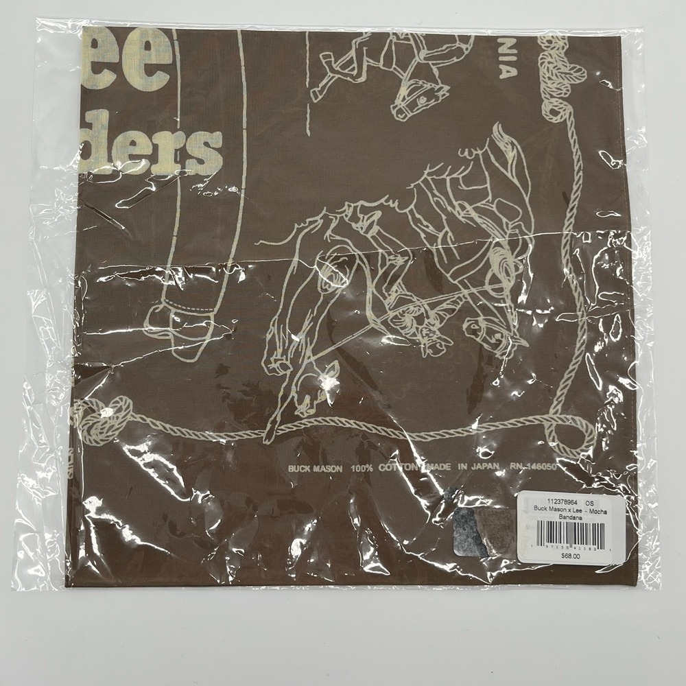Buck Mason x Lee Riders Bandana 21 x 21 Brown Rodeo California Cotton Japan Made - Picture 7 of 7